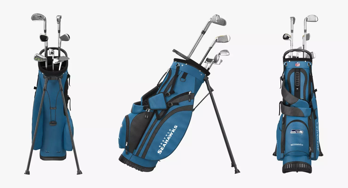 Golf Bag Seahawks with Clubs 3D model