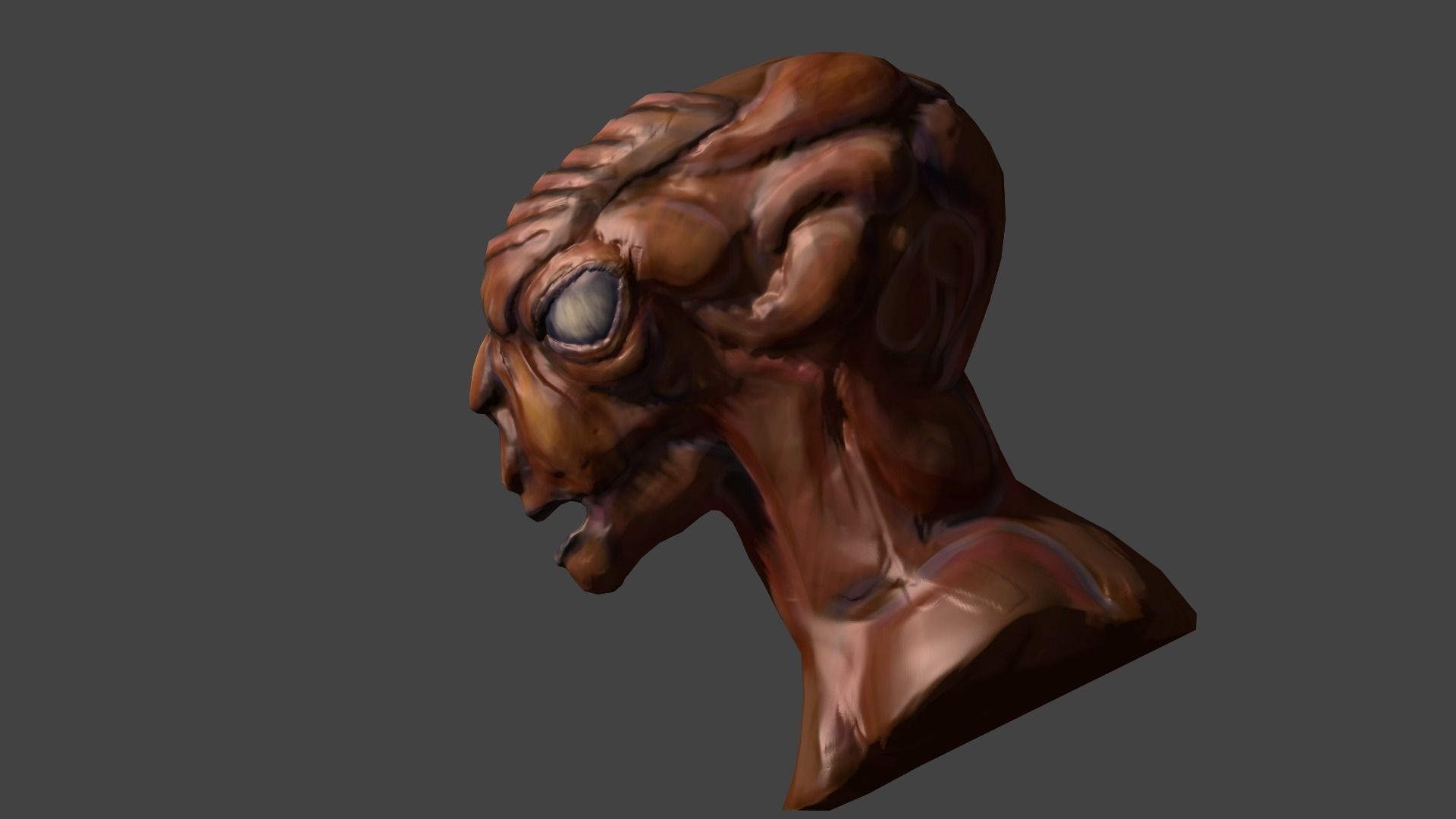 AlienHead bust of alien head Low-poly 3D model_3