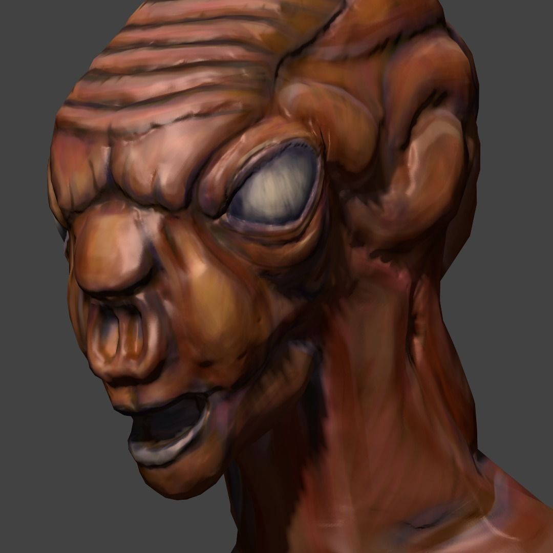 AlienHead bust of alien head Low-poly 3D model_1