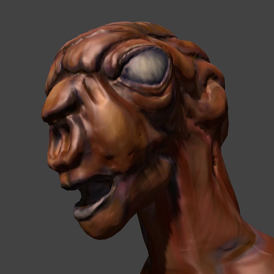 AlienHead bust of alien head Low-poly 3D model_0