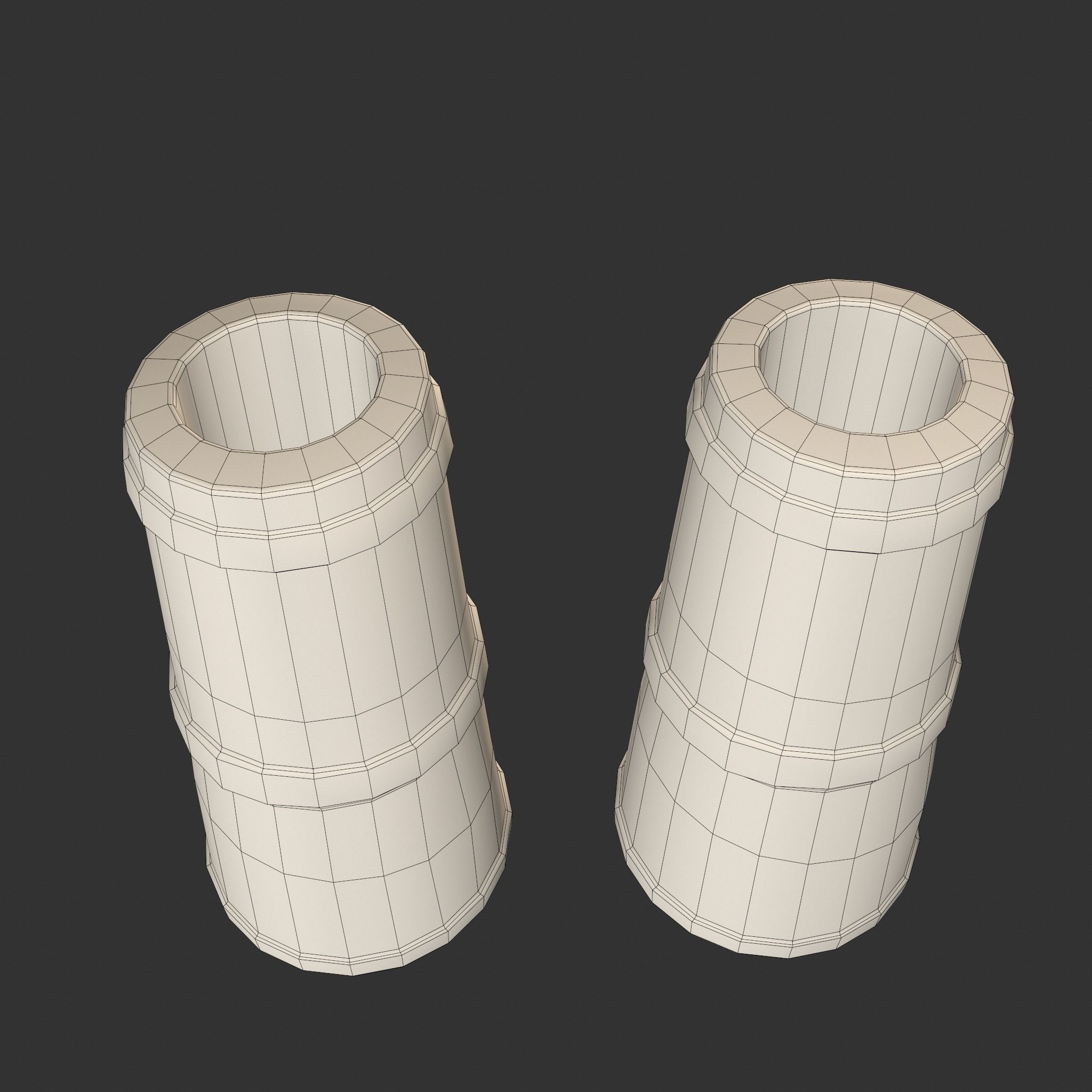 Medieval Butter Churn with Butter Low-poly 3D model_24