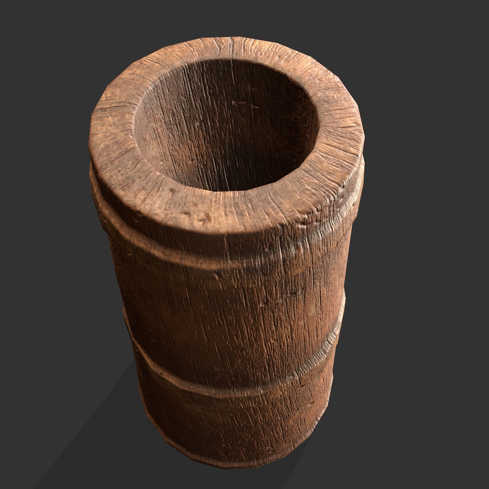 Medieval Butter Churn with Butter Low-poly 3D model_26