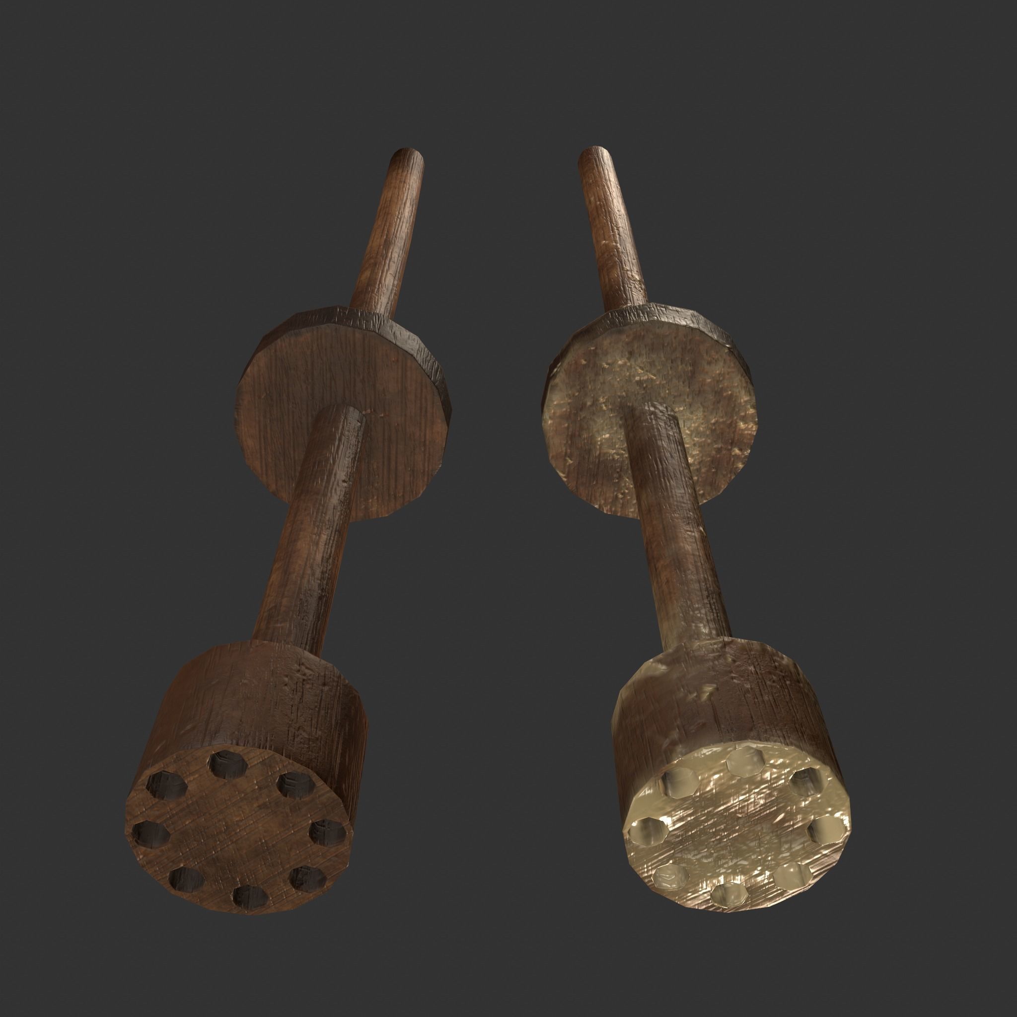 Medieval Butter Churn with Butter Low-poly 3D model_17