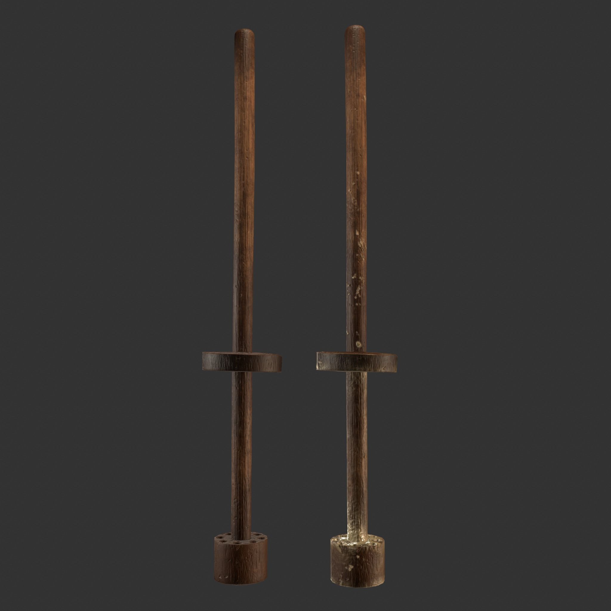 Medieval Butter Churn with Butter Low-poly 3D model_9