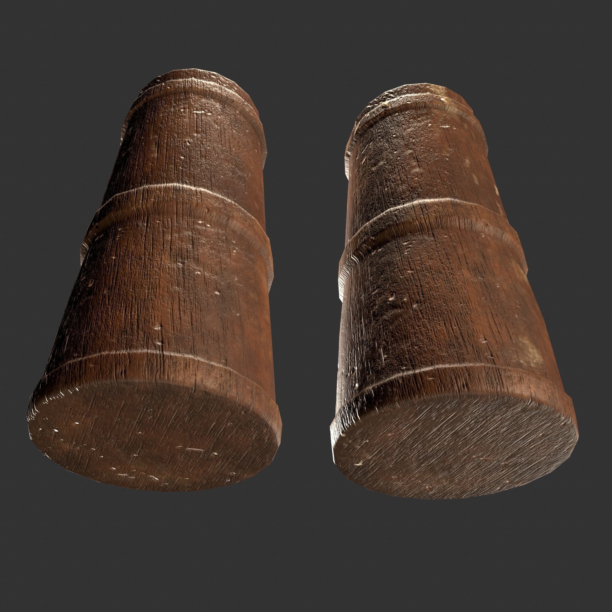 Medieval Butter Churn with Butter Low-poly 3D model_33