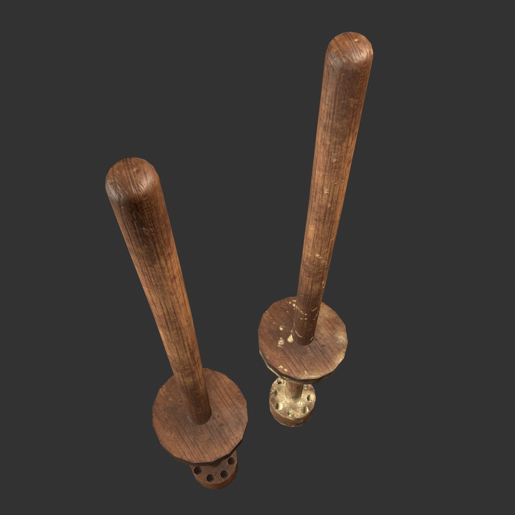 Medieval Butter Churn with Butter Low-poly 3D model_14