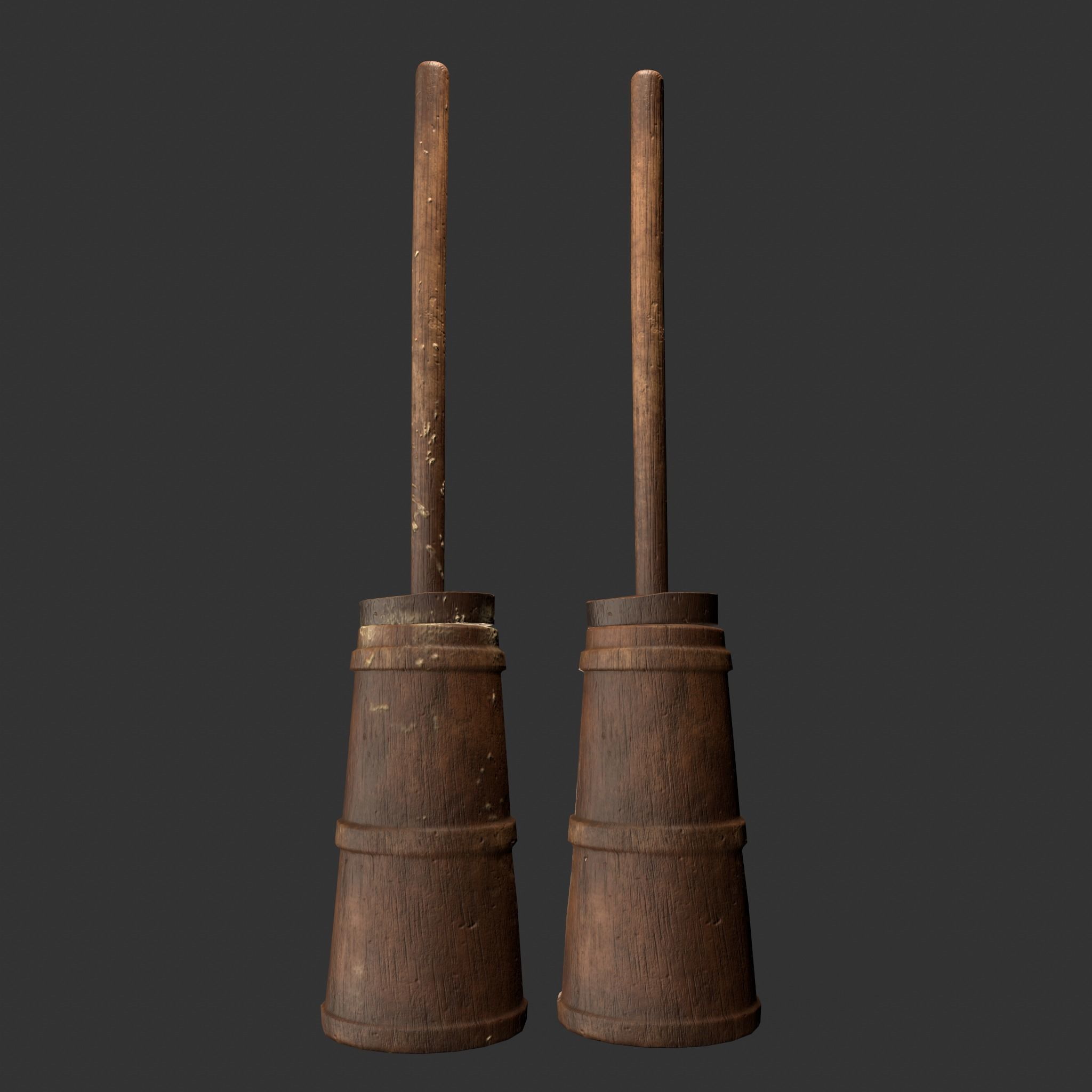 Medieval Butter Churn with Butter Low-poly 3D model_16