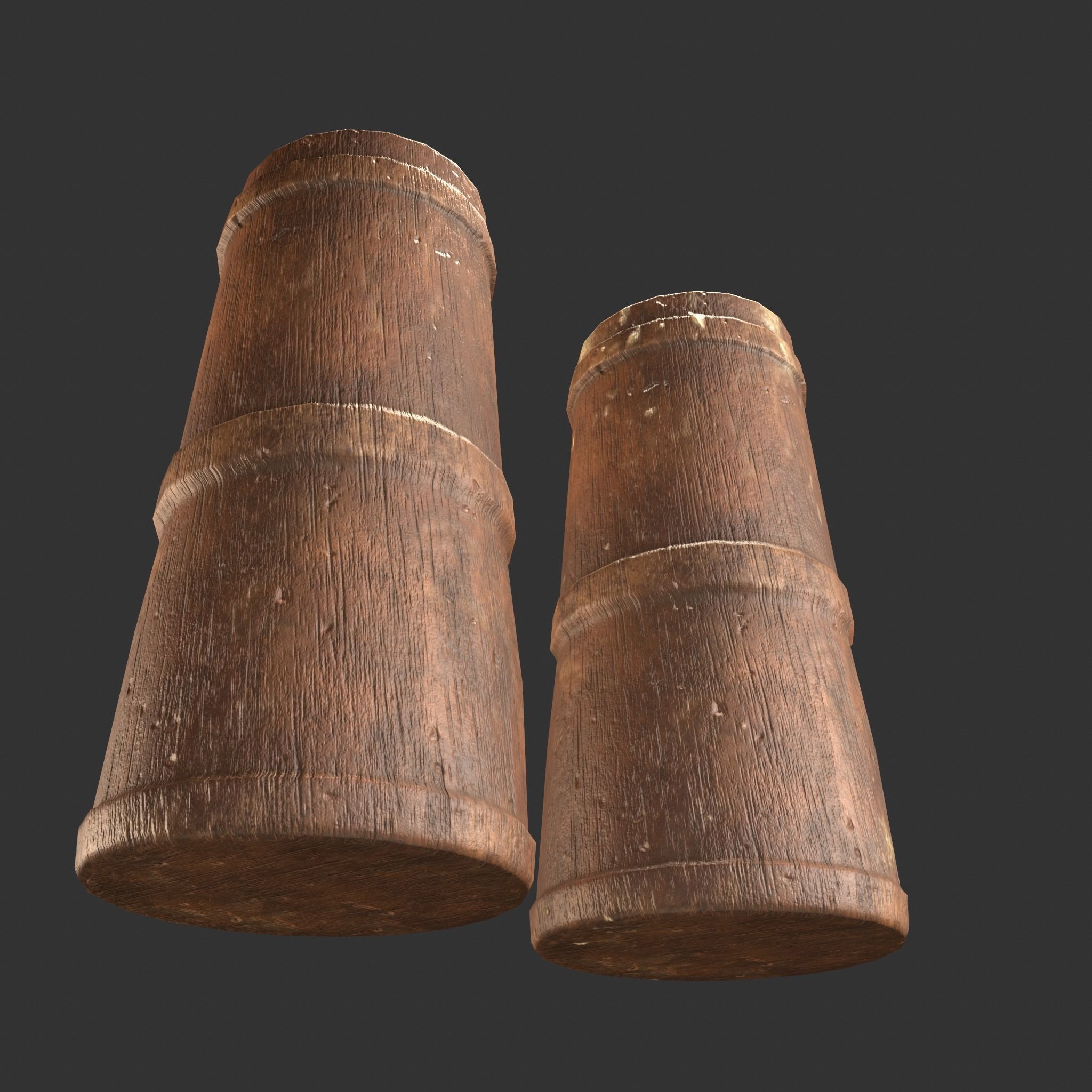 Medieval Butter Churn with Butter Low-poly 3D model_31