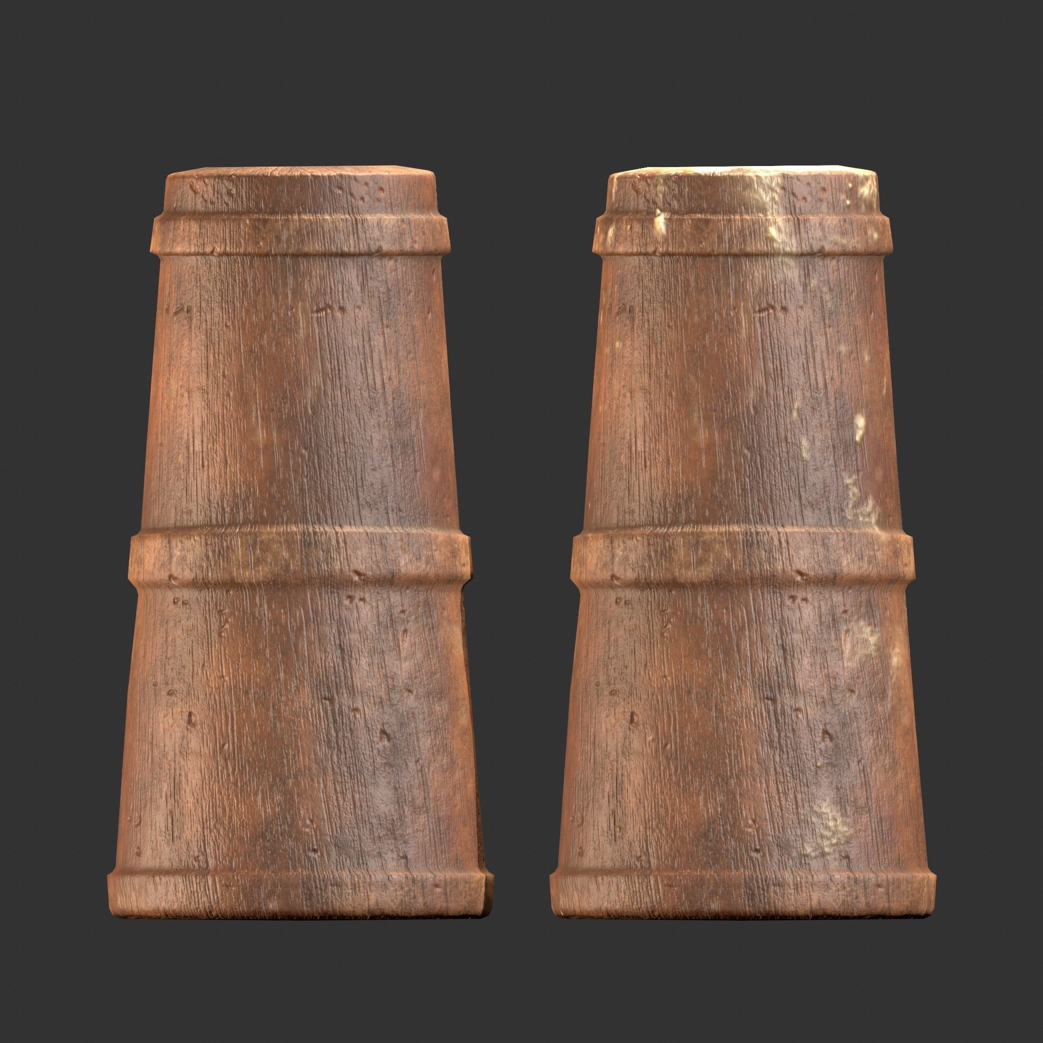 Medieval Butter Churn with Butter Low-poly 3D model_28