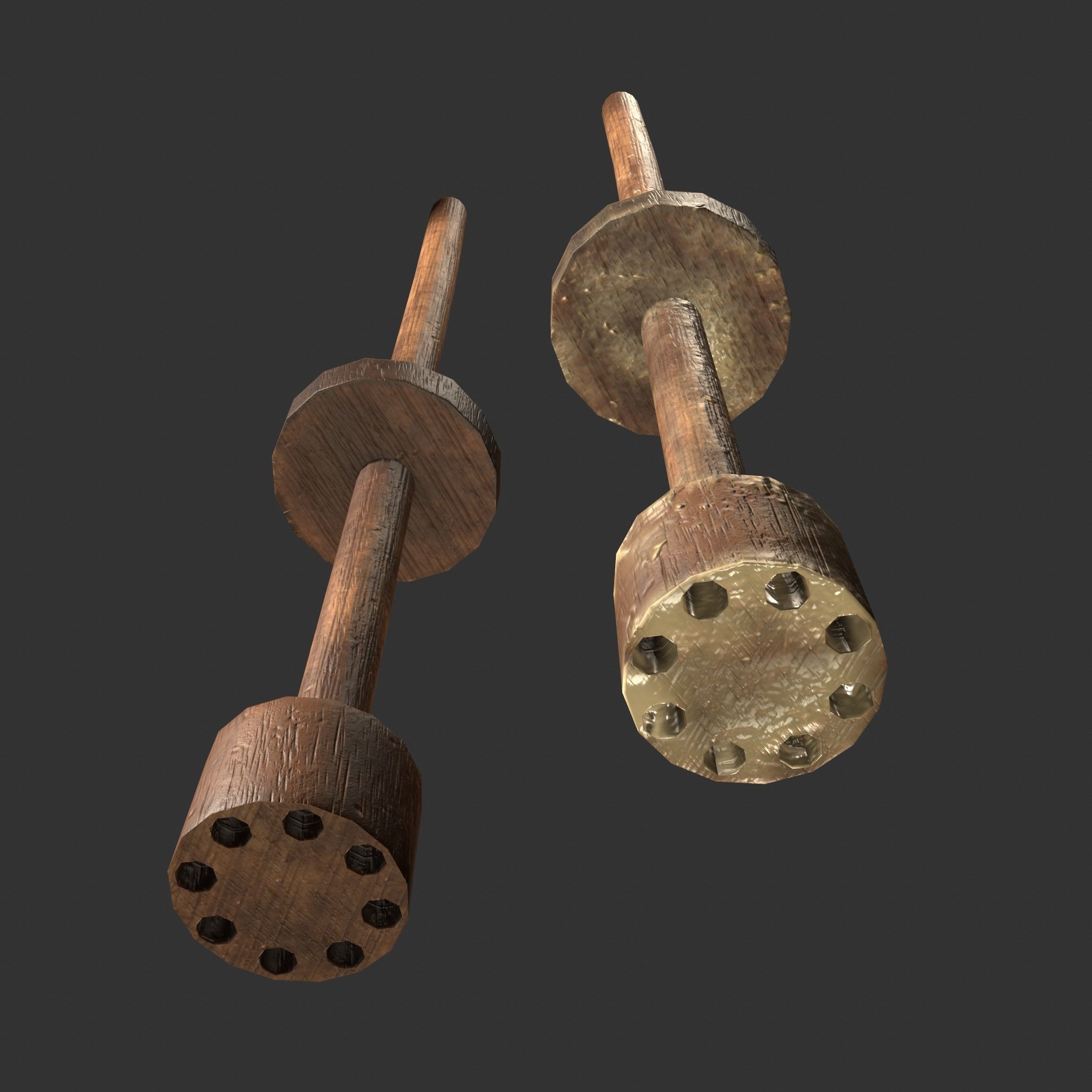 Medieval Butter Churn with Butter Low-poly 3D model_19