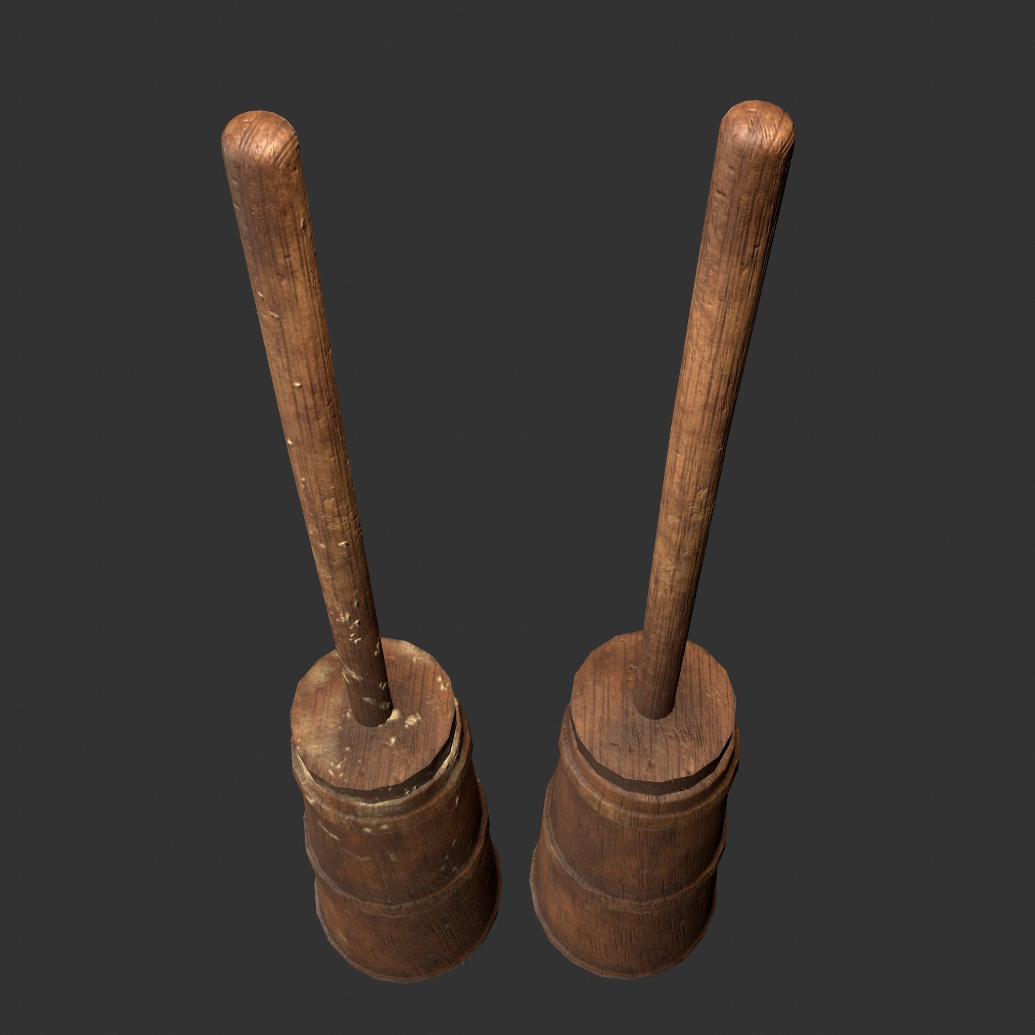 Medieval Butter Churn with Butter Low-poly 3D model_13