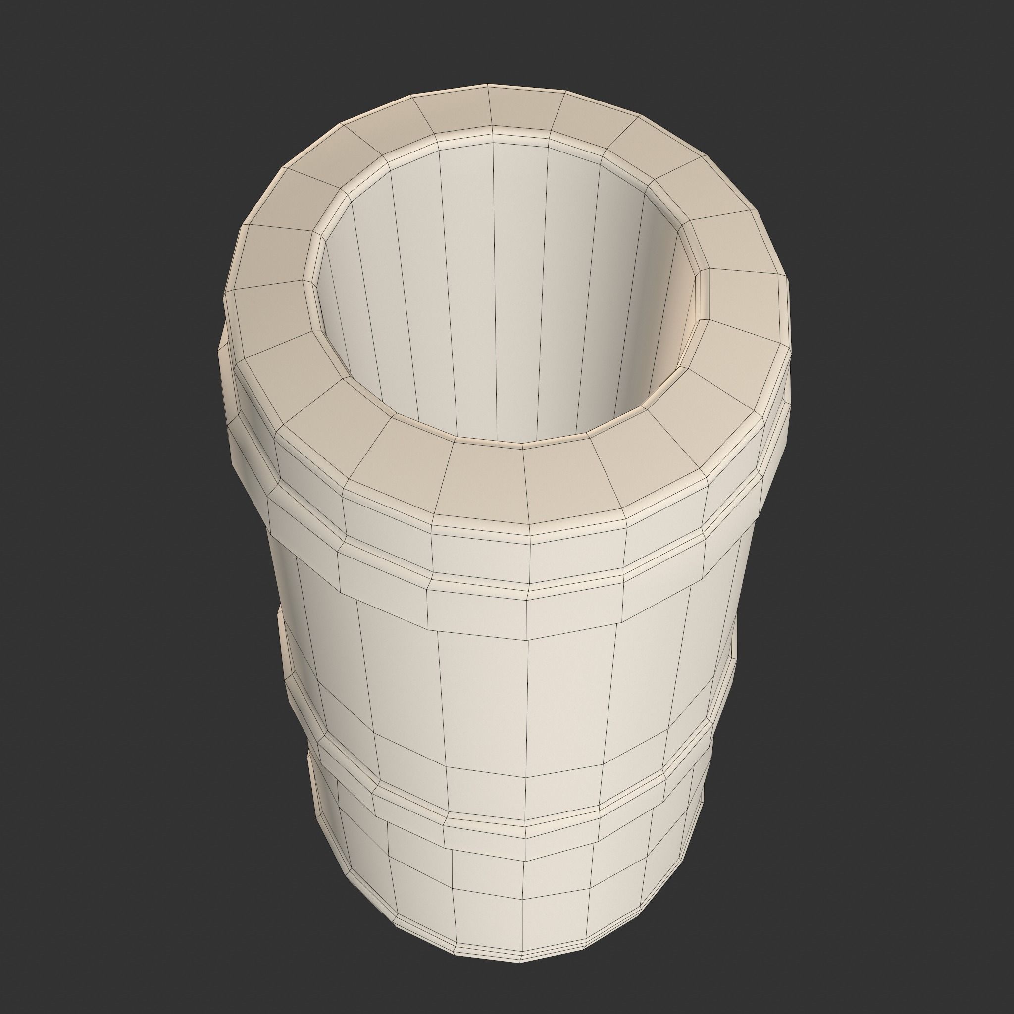 Medieval Butter Churn with Butter Low-poly 3D model_21