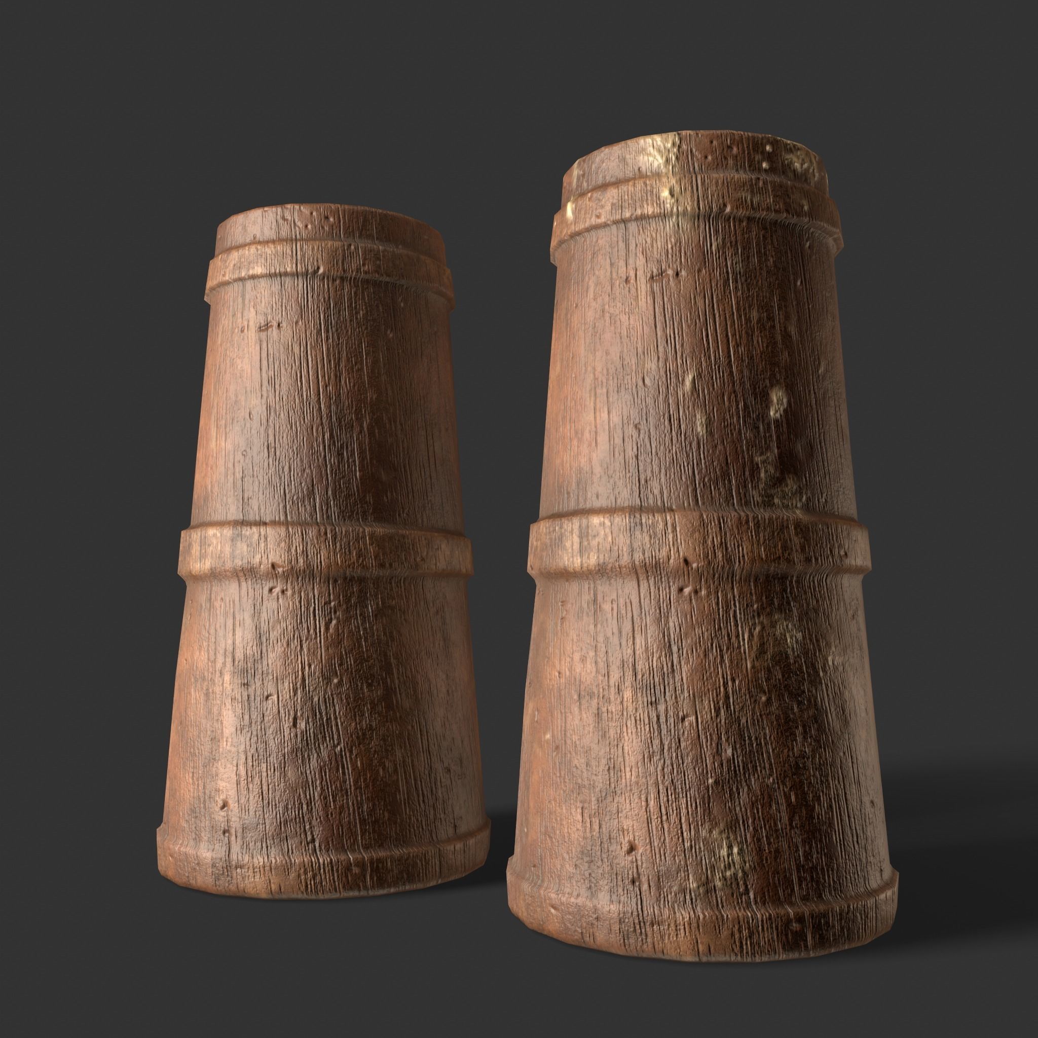 Medieval Butter Churn with Butter Low-poly 3D model_27