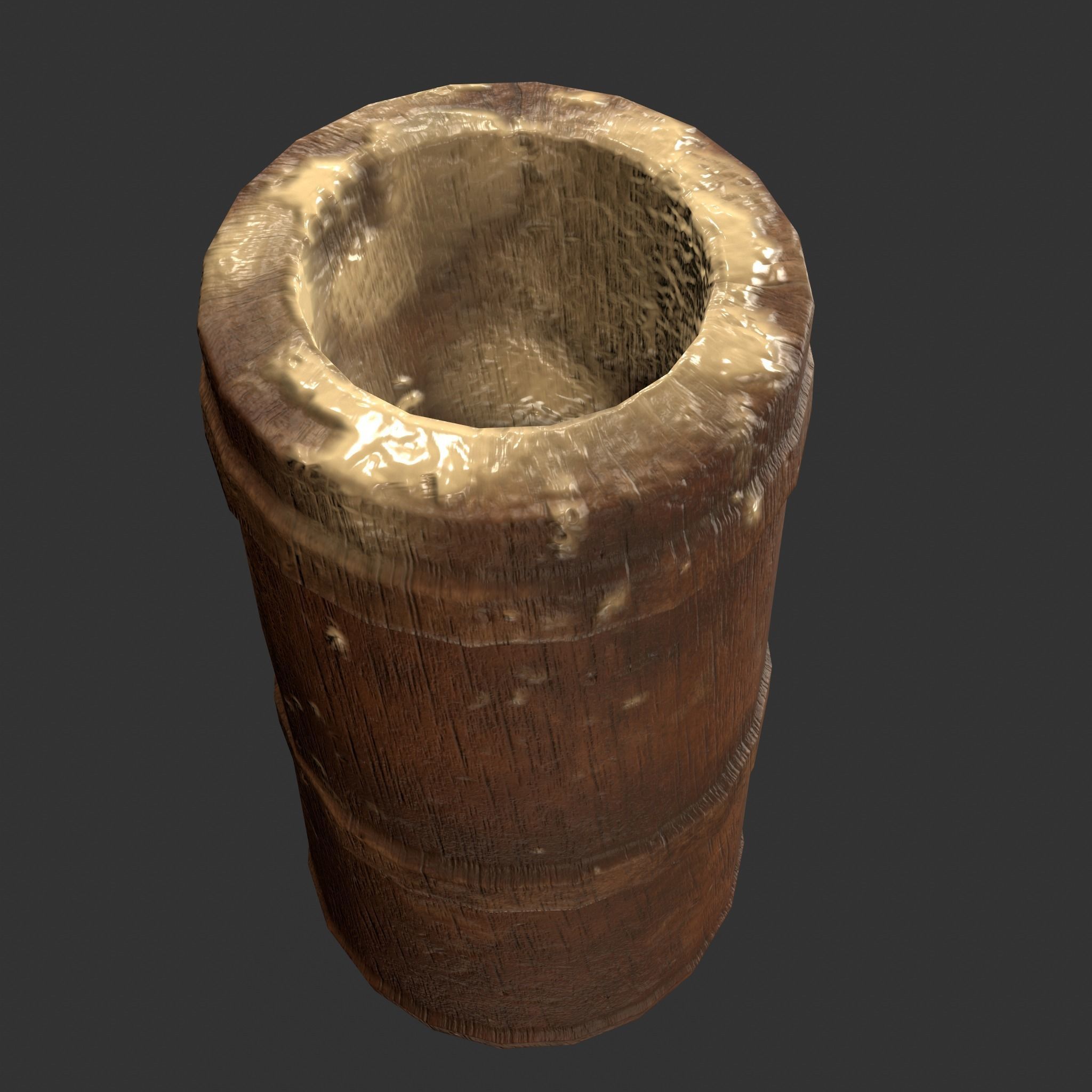 Medieval Butter Churn with Butter Low-poly 3D model_25