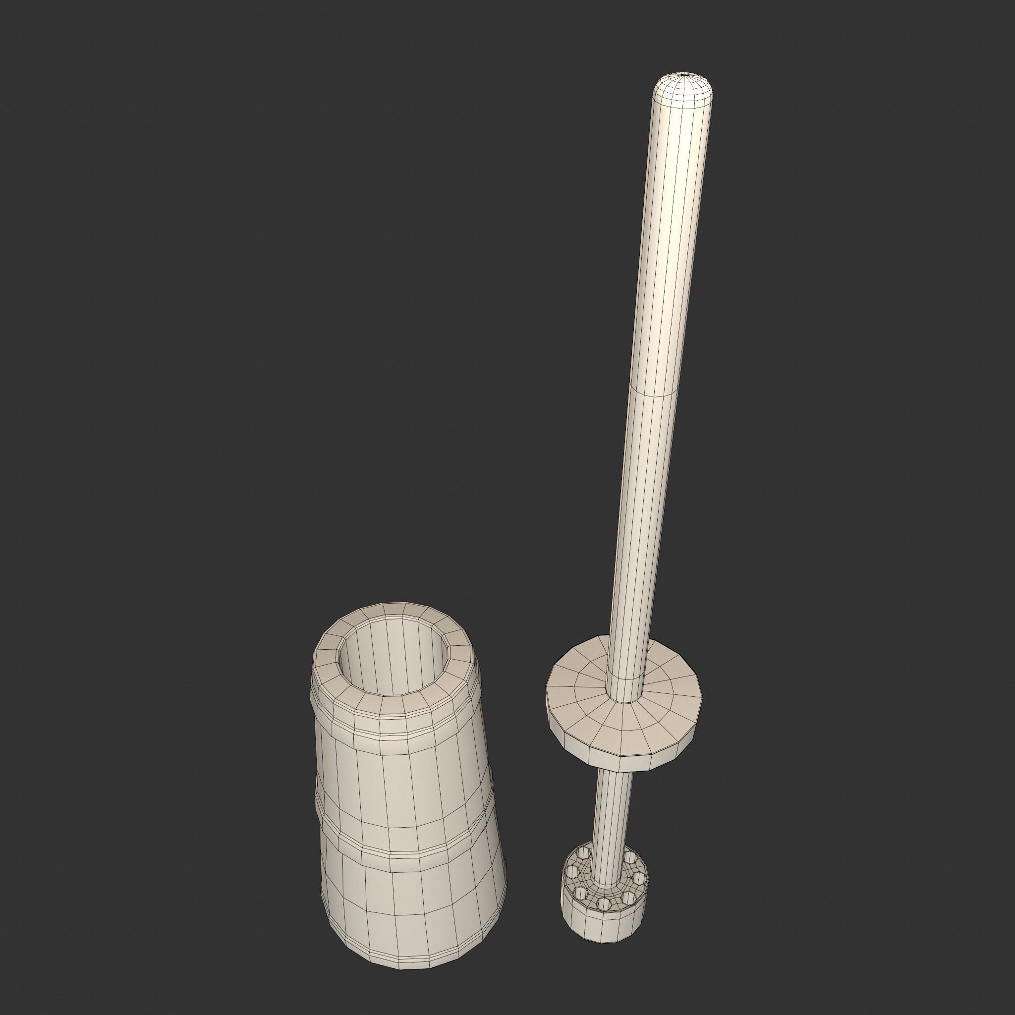 Medieval Butter Churn with Butter Low-poly 3D model_5