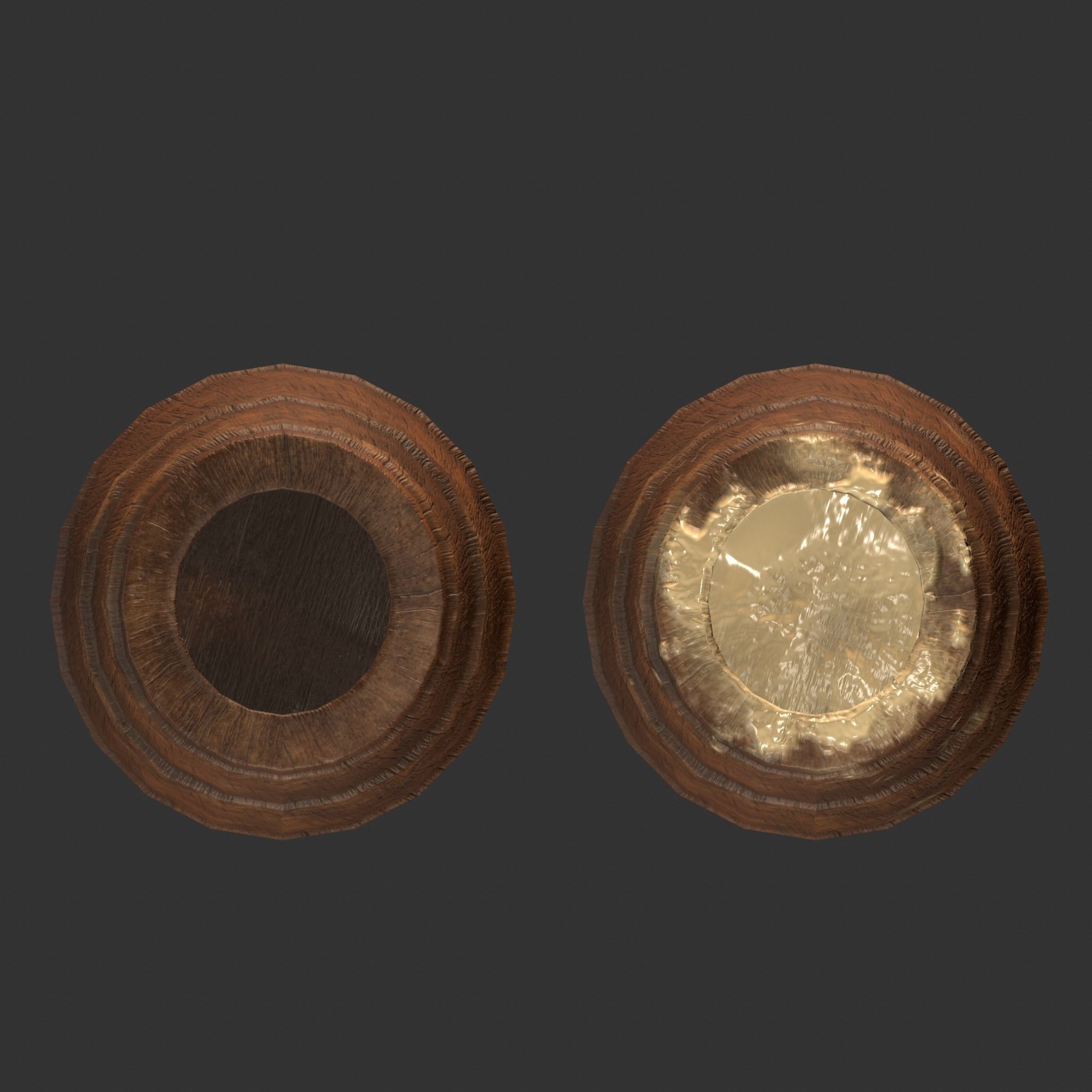 Medieval Butter Churn with Butter Low-poly 3D model_22