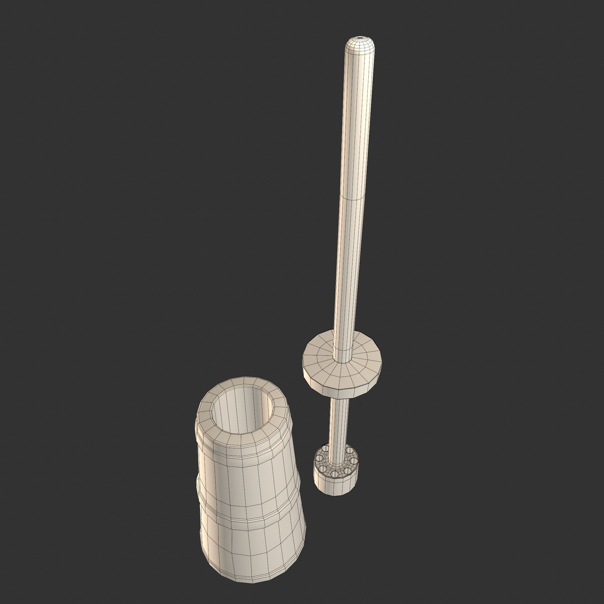 Medieval Butter Churn with Butter Low-poly 3D model_3