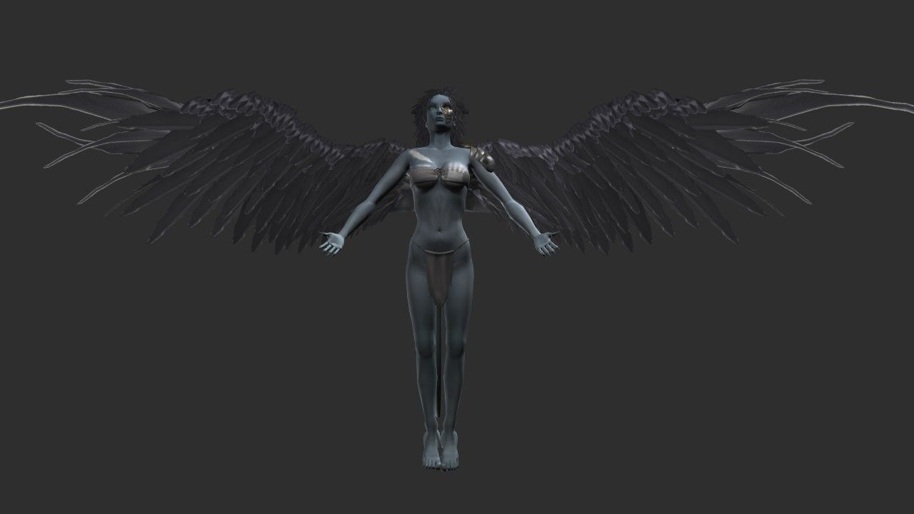 Clothed Harpy Low-poly 3D model_2