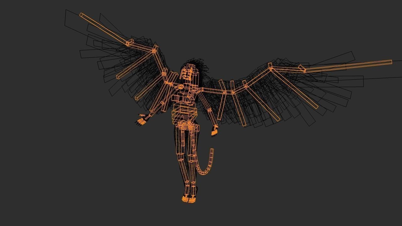 Clothed Harpy Low-poly 3D model_32
