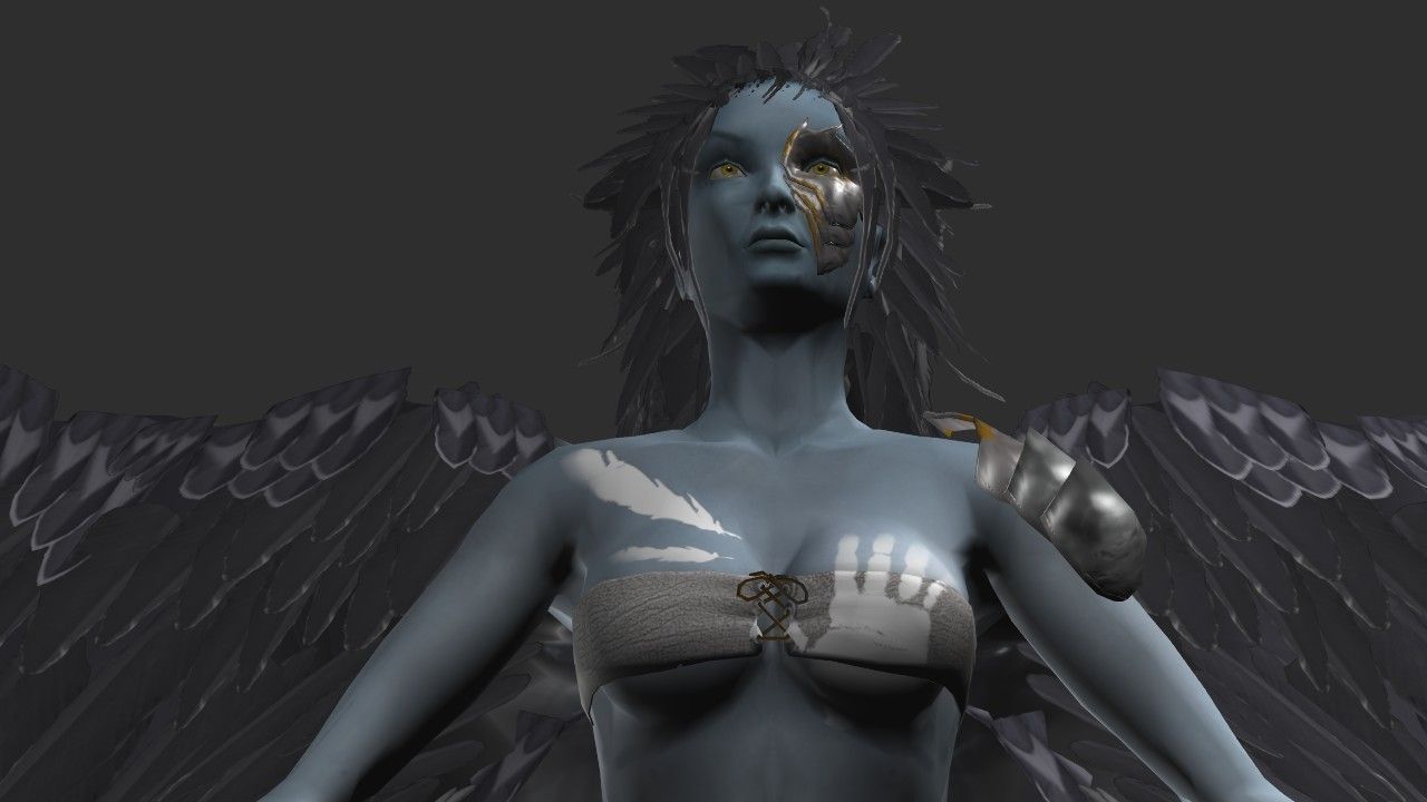 Clothed Harpy Low-poly 3D model_11
