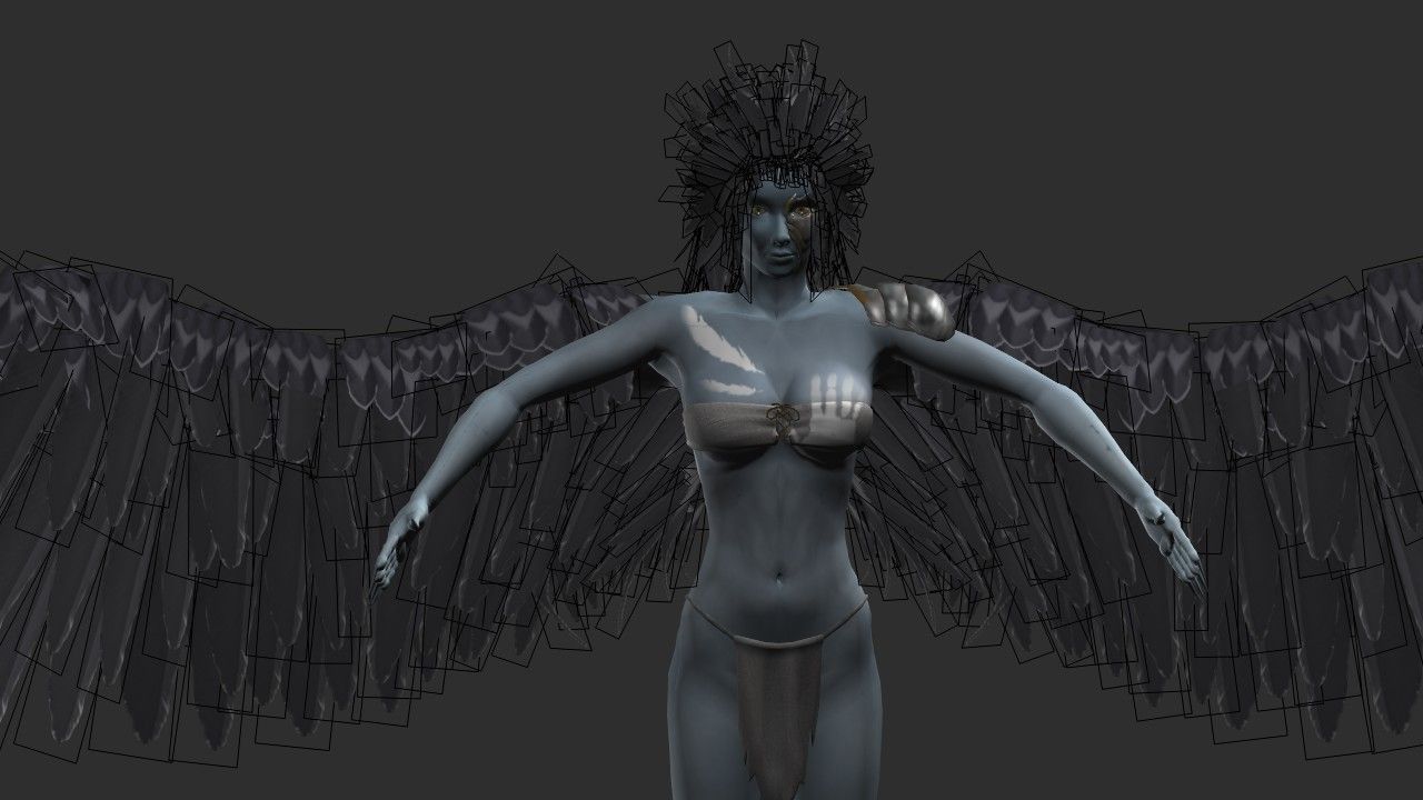 Clothed Harpy Low-poly 3D model_25