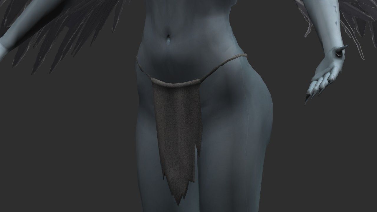 Clothed Harpy Low-poly 3D model_6