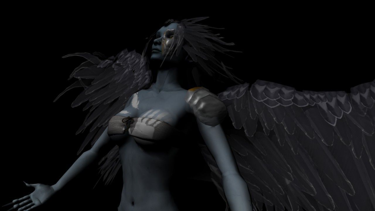 Clothed Harpy Low-poly 3D model_1