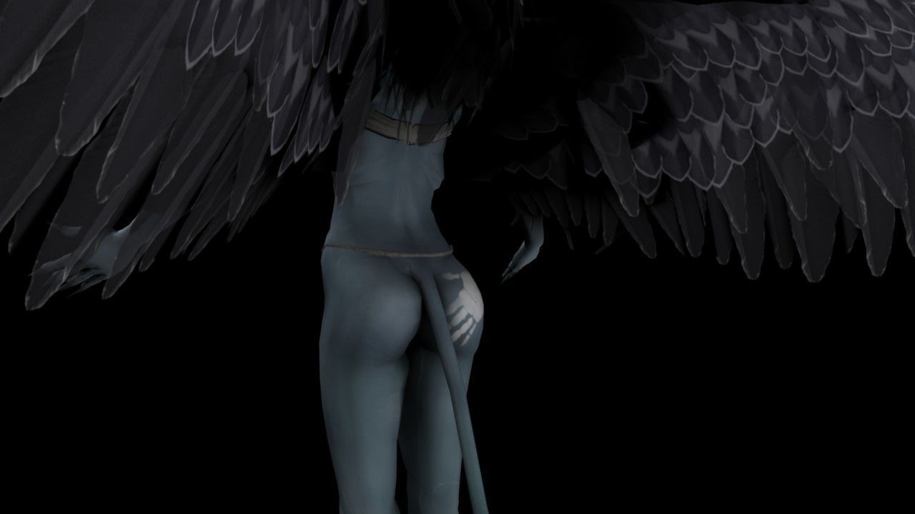 Clothed Harpy Low-poly 3D model_5