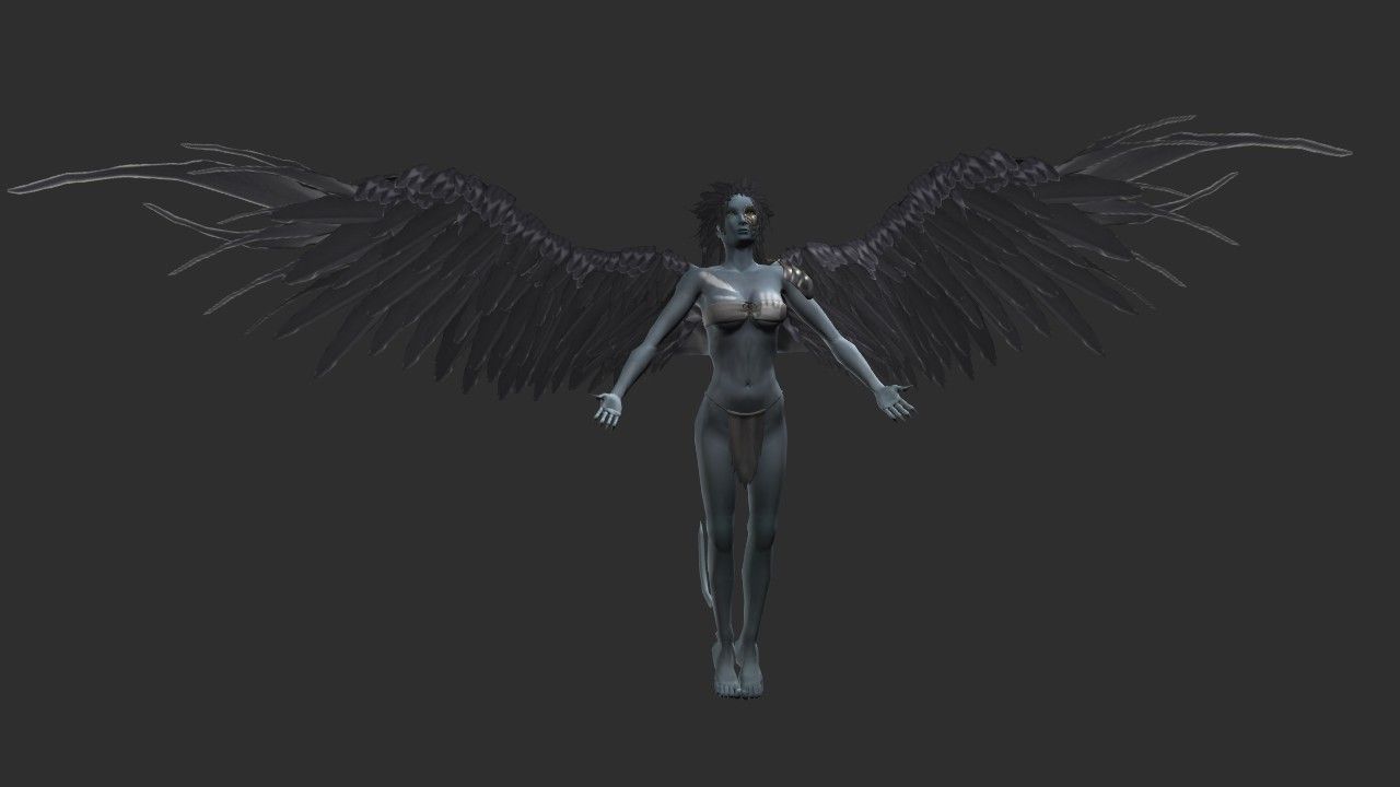 Clothed Harpy Low-poly 3D model_20