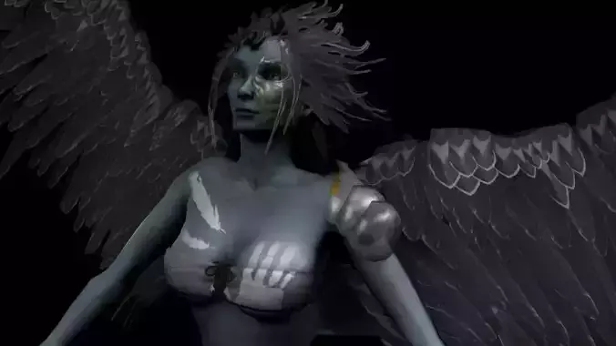 Clothed Harpy Low-poly 3D model