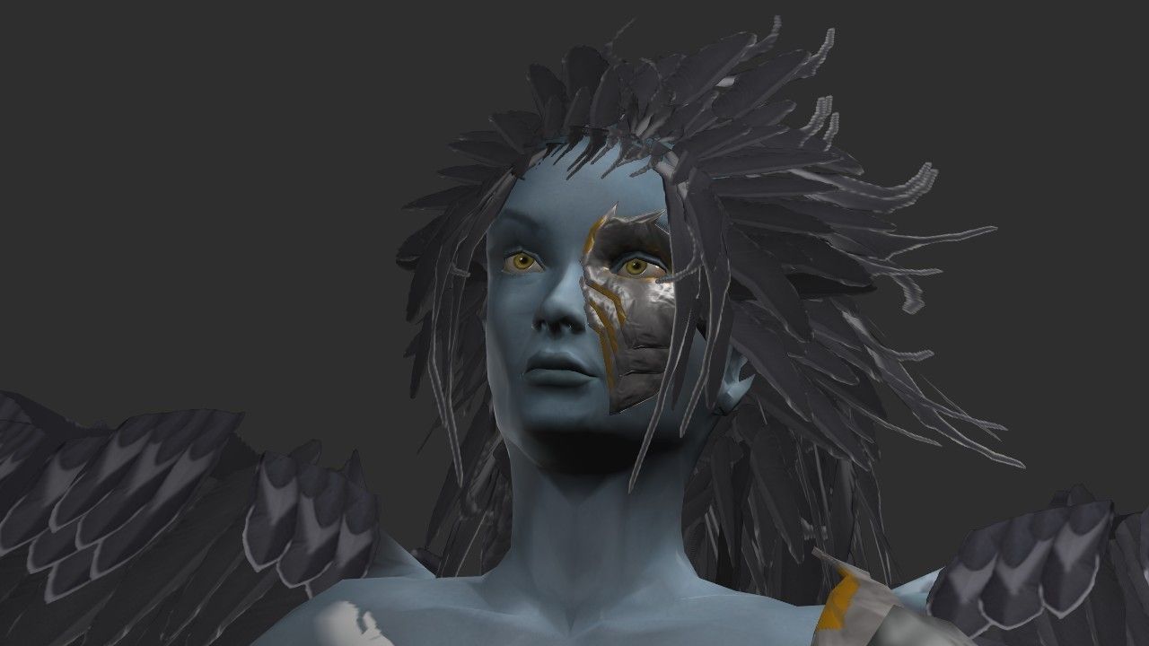 Clothed Harpy Low-poly 3D model_10