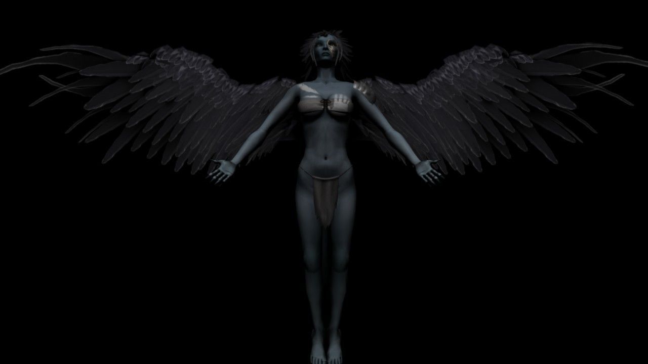 Clothed Harpy Low-poly 3D model_8