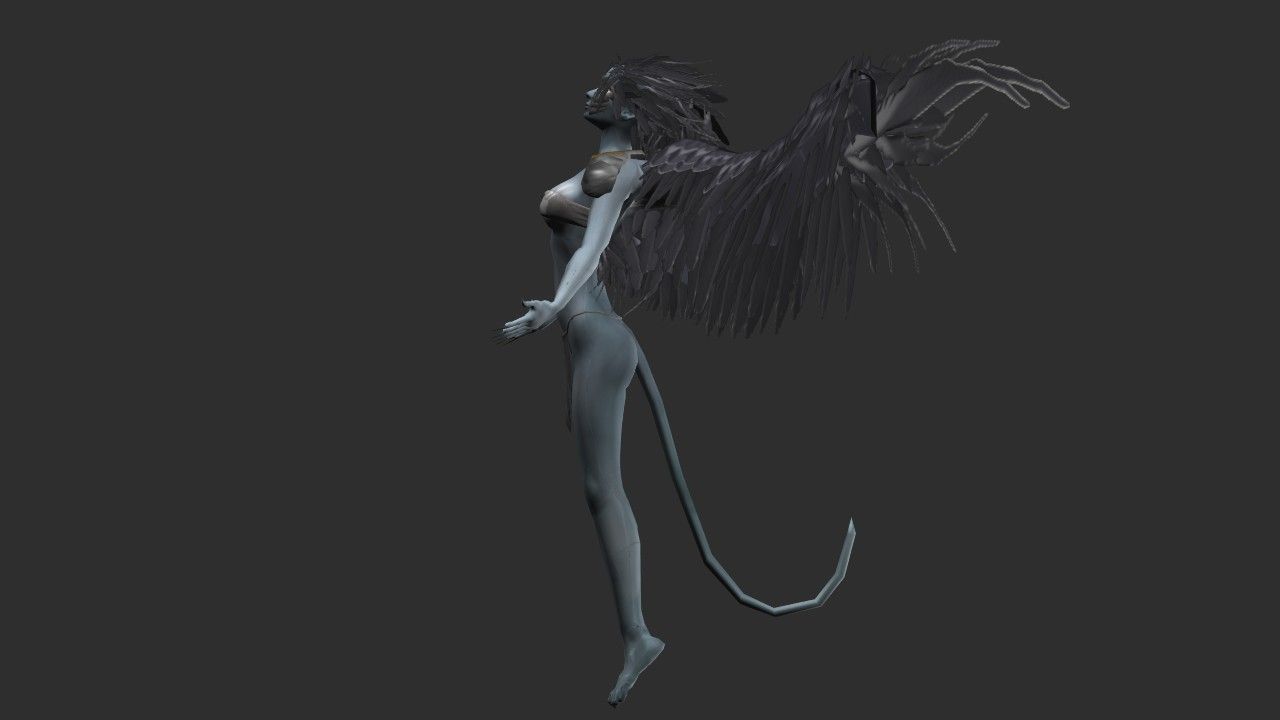 Clothed Harpy Low-poly 3D model_23