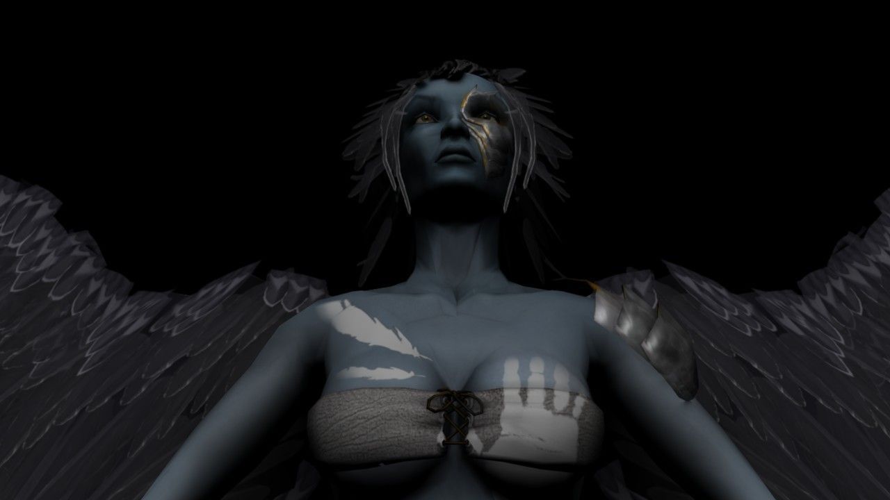 Clothed Harpy Low-poly 3D model_13