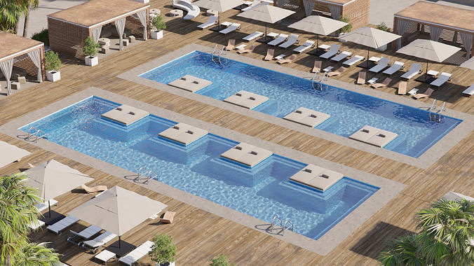 Corona - C4D Scene files - Miami Holiday Resort 3D model 3