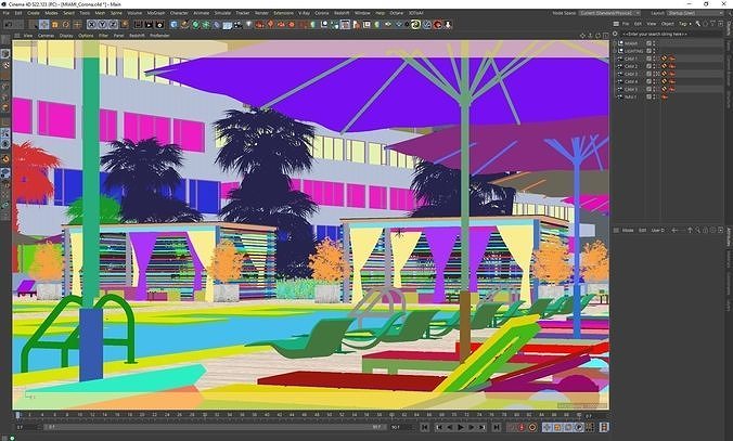 Corona - C4D Scene files - Miami Holiday Resort 3D model 7