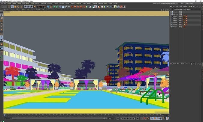 Corona - C4D Scene files - Miami Holiday Resort 3D model 6