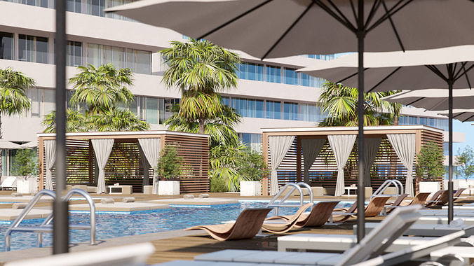 Corona - C4D Scene files - Miami Holiday Resort 3D model 5
