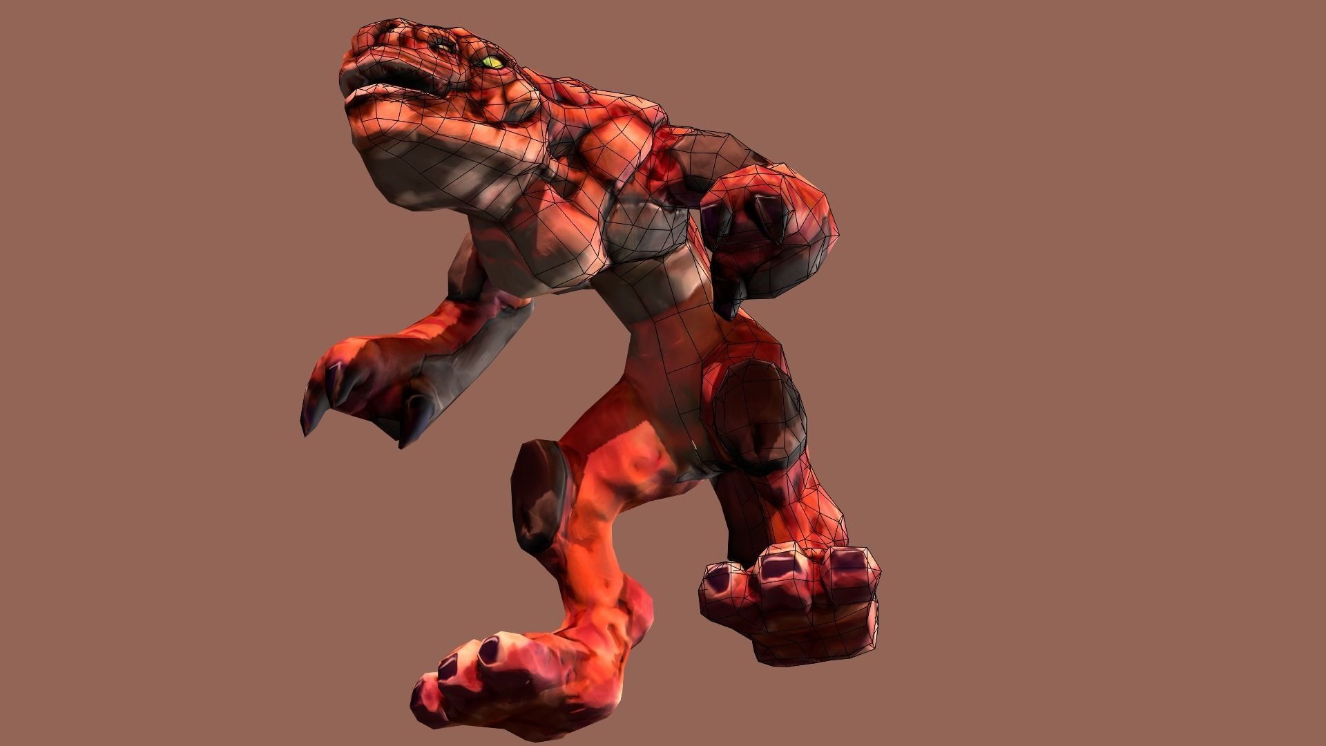 DevilDog orange monster Low-poly 3D model_3