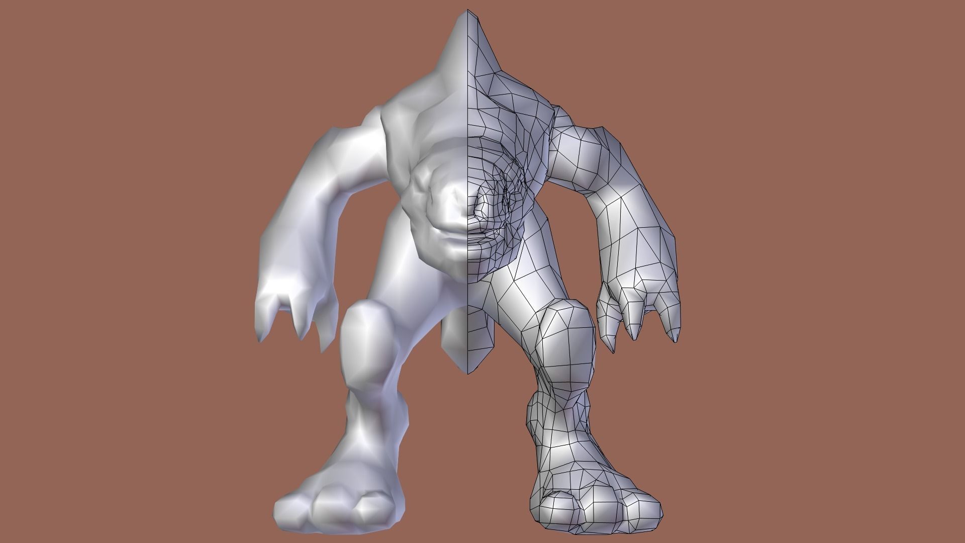 DevilDog orange monster Low-poly 3D model_10