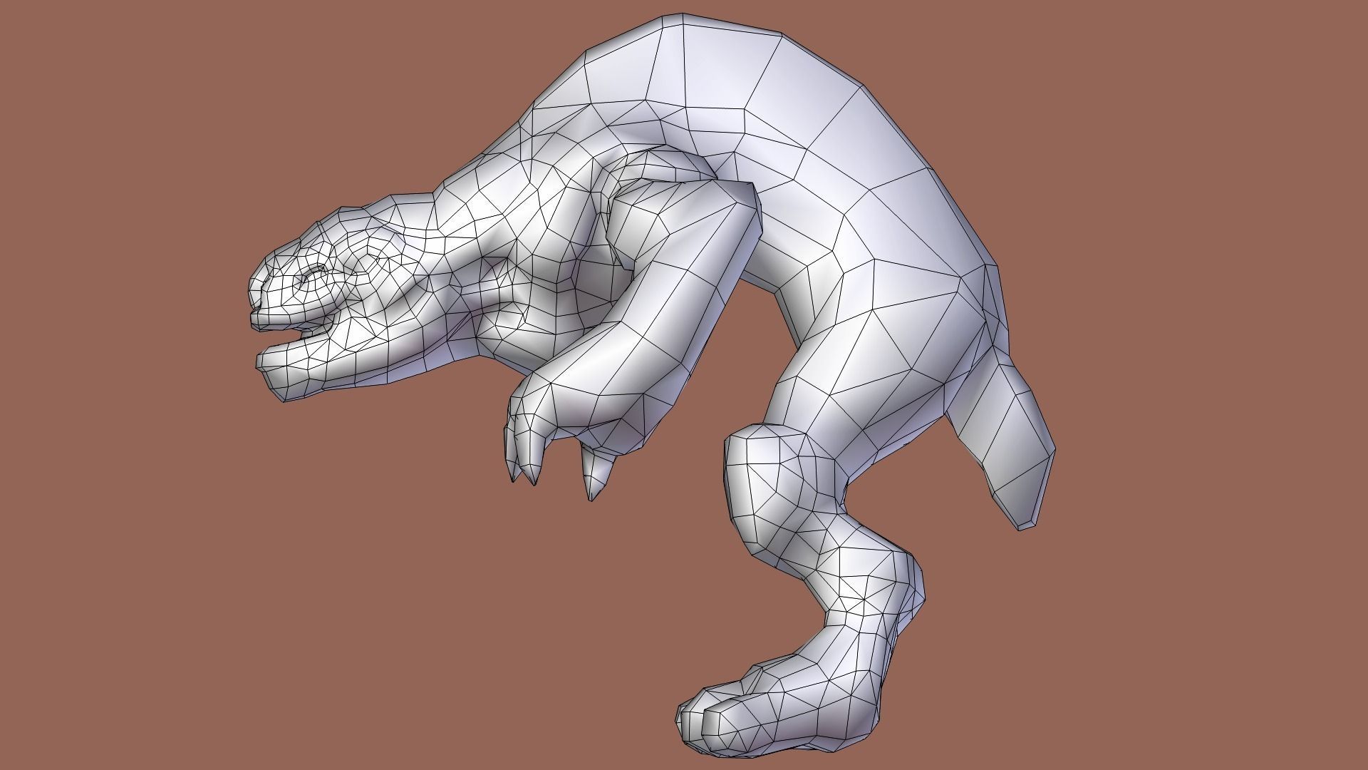 DevilDog orange monster Low-poly 3D model_11