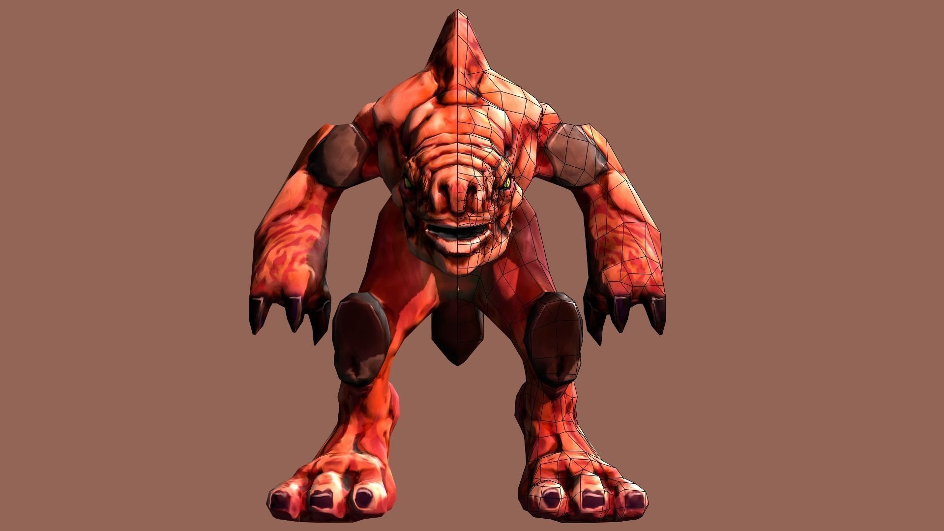 DevilDog orange monster Low-poly 3D model_8