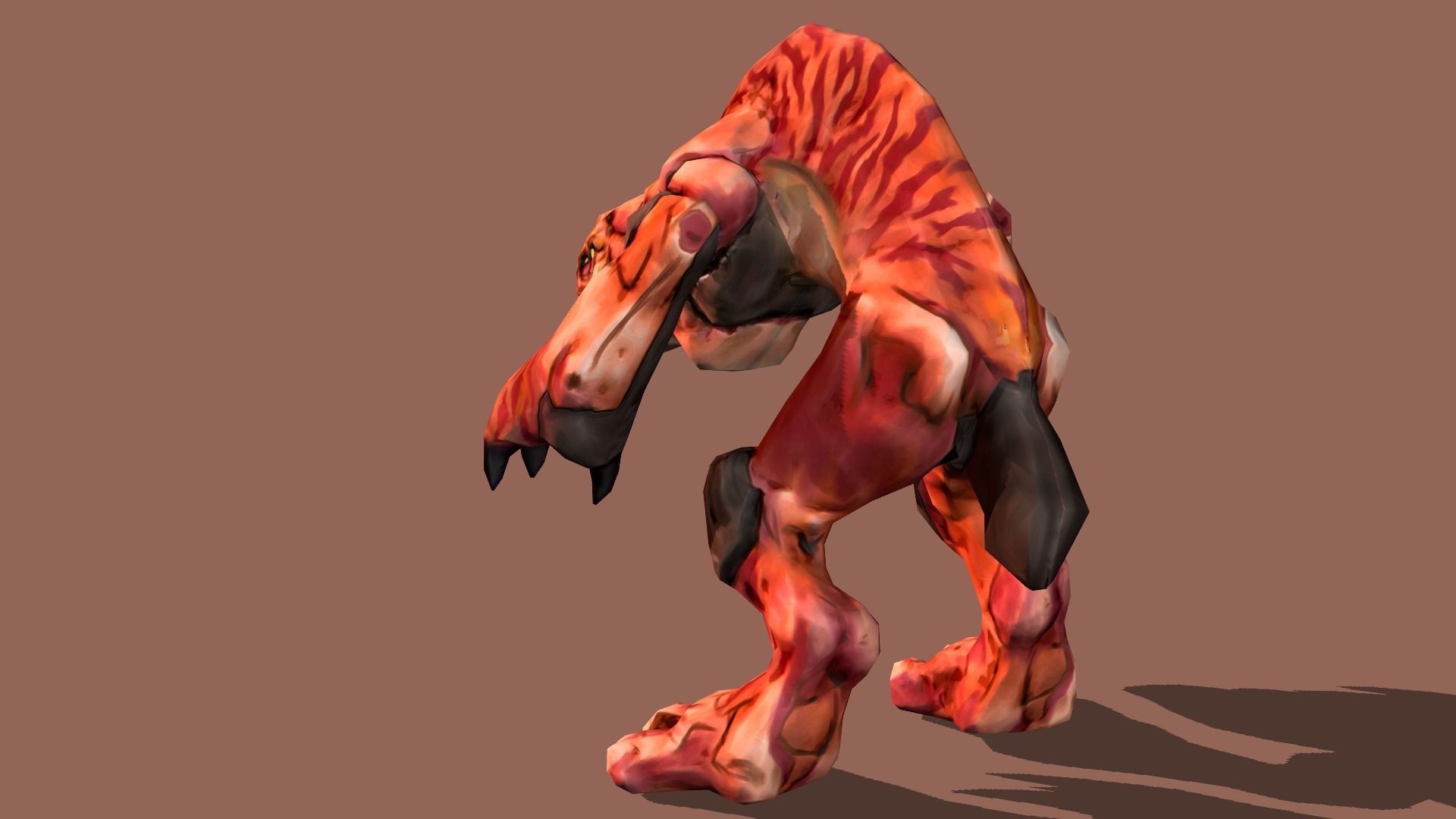 DevilDog orange monster Low-poly 3D model_4