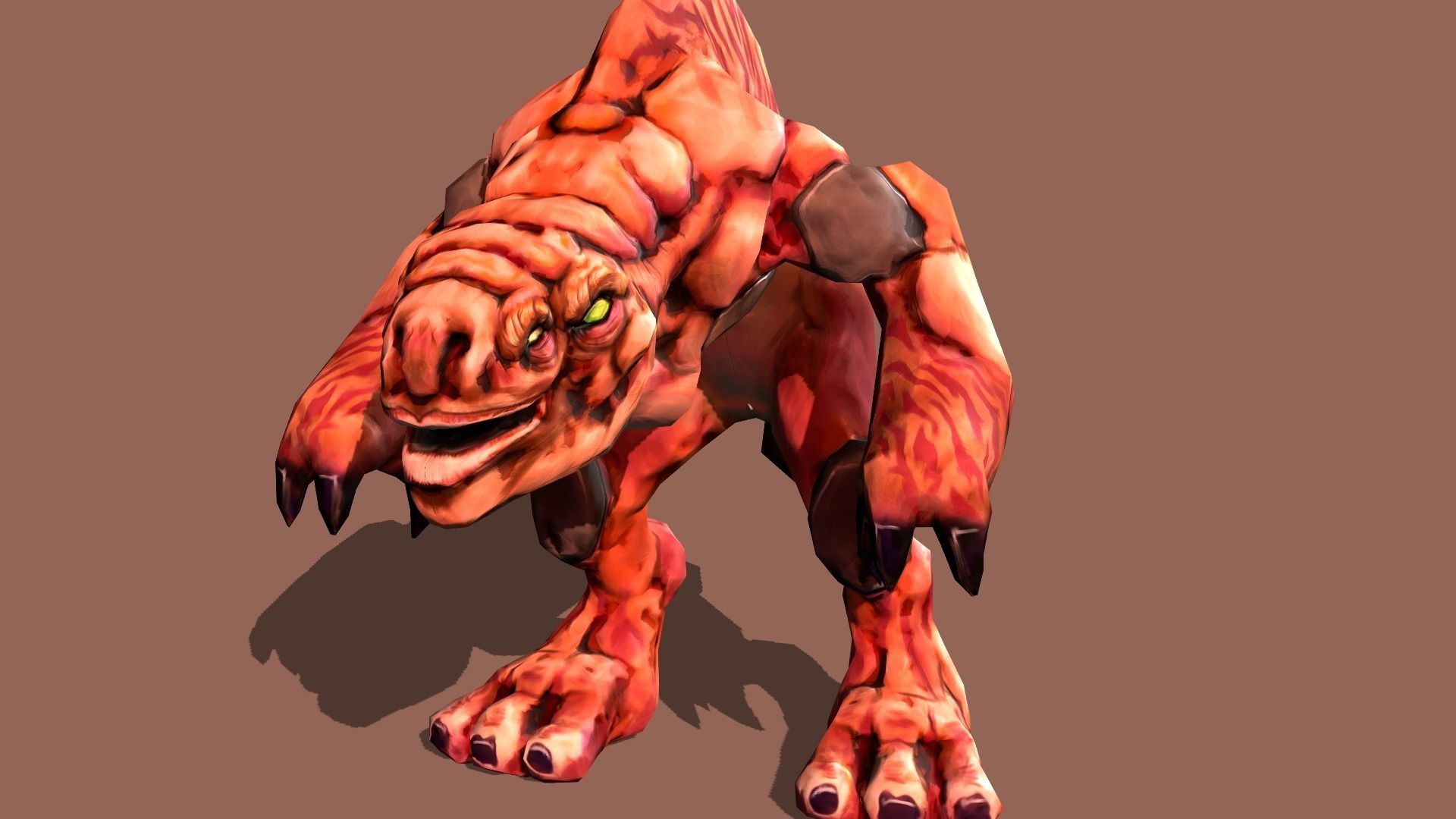 DevilDog orange monster Low-poly 3D model_6
