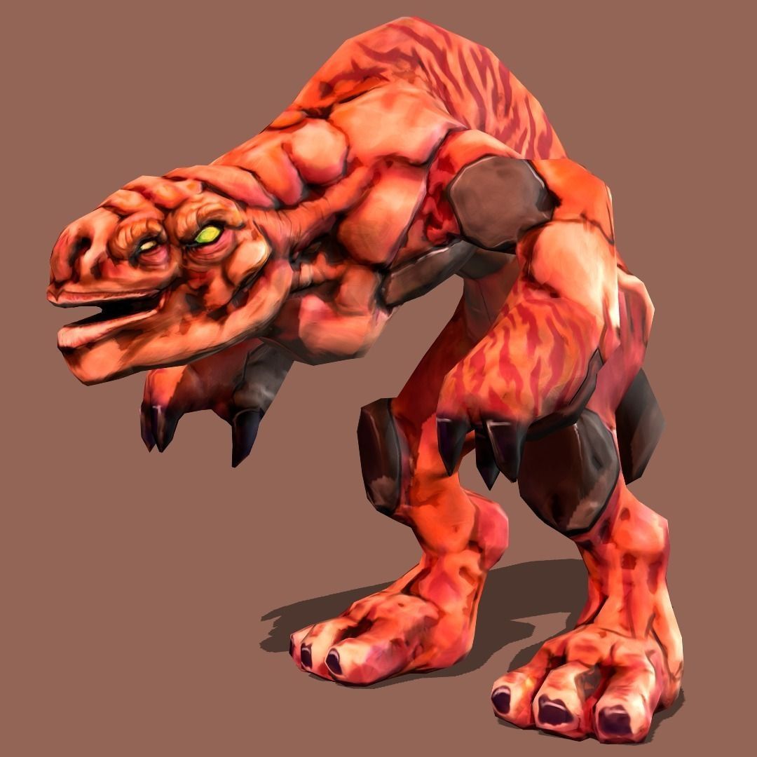 DevilDog orange monster Low-poly 3D model_2