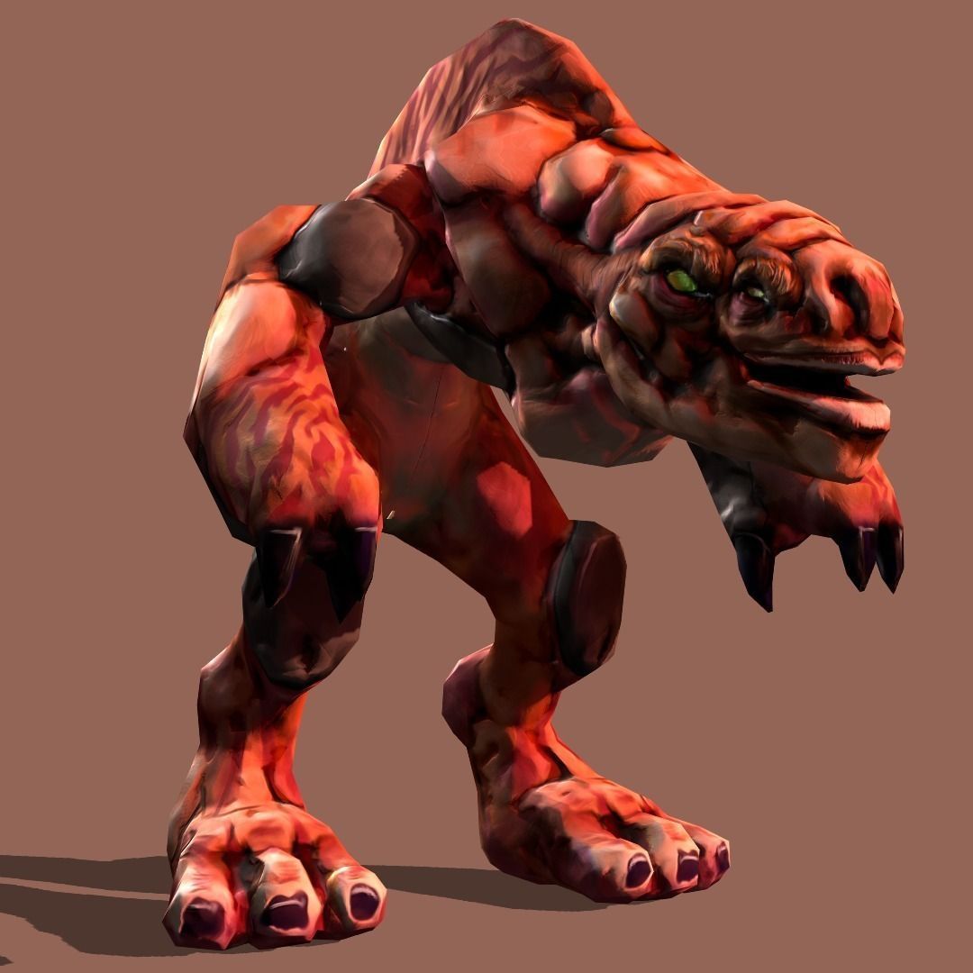DevilDog orange monster Low-poly 3D model_0
