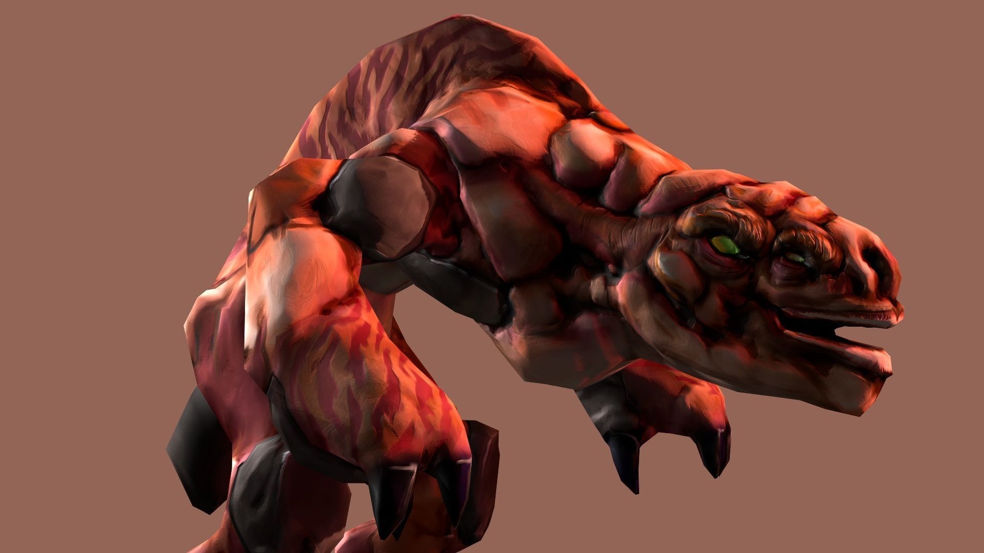 DevilDog orange monster Low-poly 3D model_5
