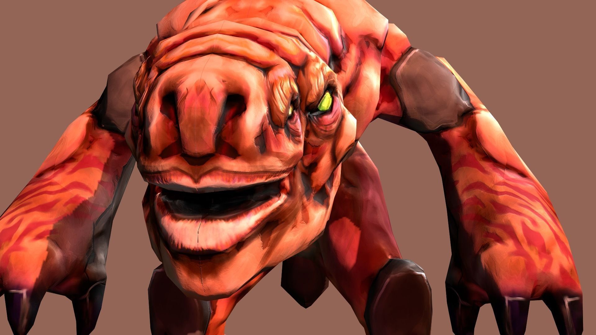 DevilDog orange monster Low-poly 3D model_7