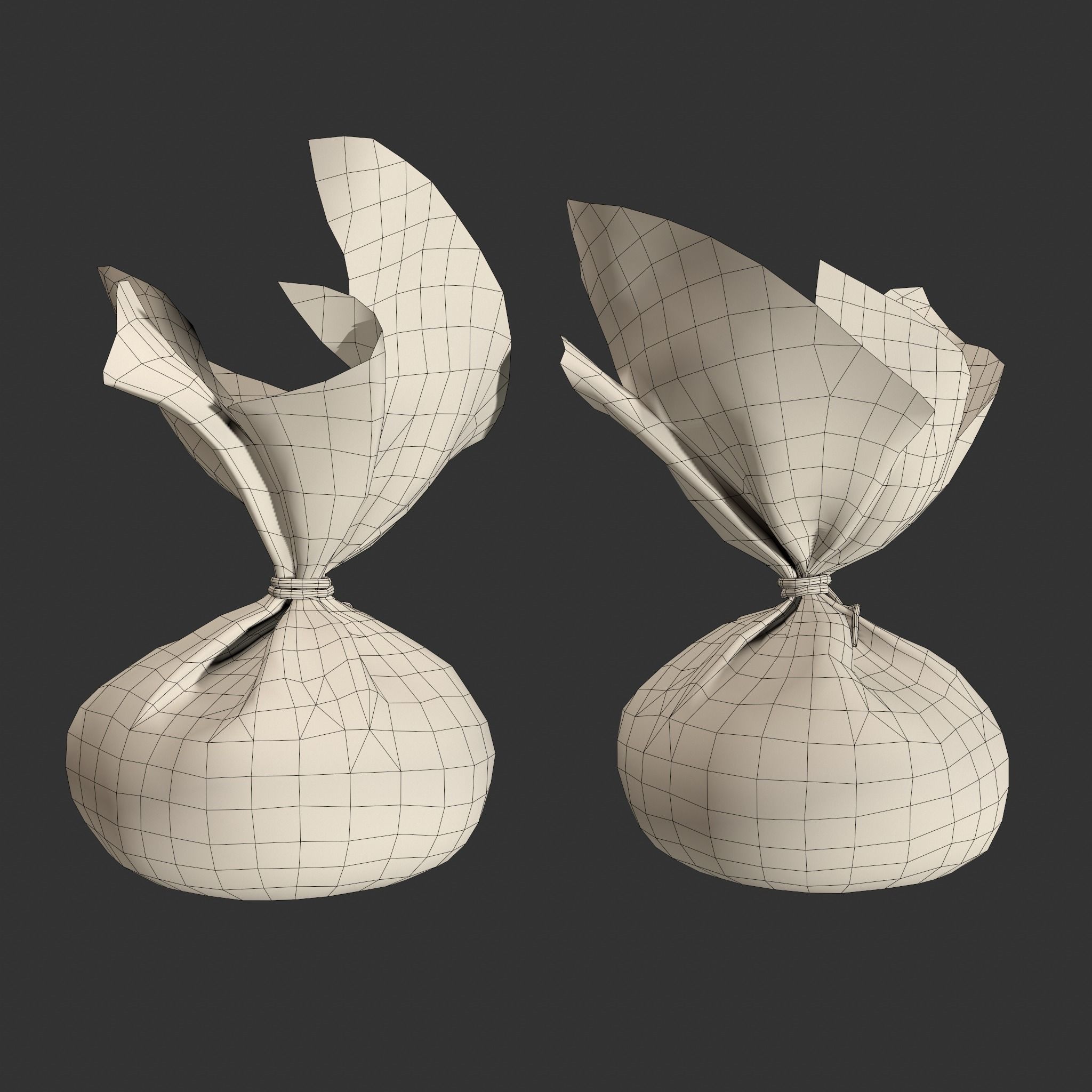 Medieval Cheese Sacks Low-poly 3D model_19