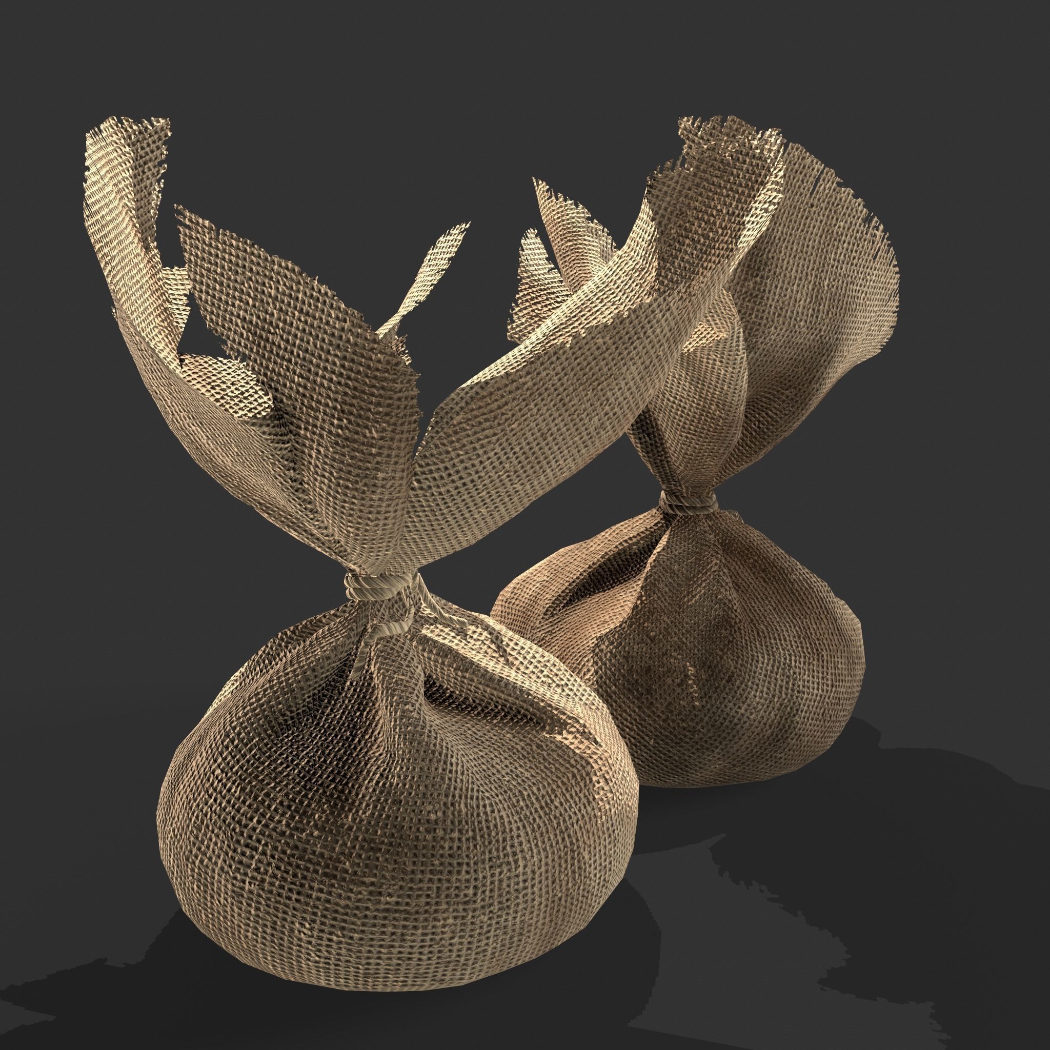 Medieval Cheese Sacks Low-poly 3D model_14